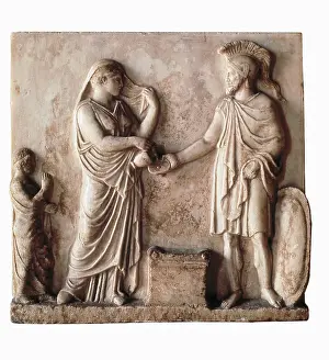 5th C Prints: Votive relief dedicated to Ares and Aphrodite