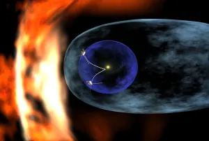 Solar System Prints: Voyager 1, a space probe launched in 1977, entering the realm of deep space