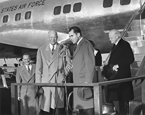 Vice Presidents Prints: VP Nixon welcomes President Eisenhower to Washington after his seven week hospitalization in Denver