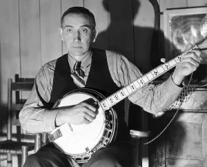 Country Music Prints: Wade Ward, of the Bog Trotters Band, with banjo, Galax, Virginia, 1937