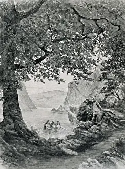 WAGNER, Richard (1813-1883). Siegfried and the daughters of the Rhin (Rhinemaidens)