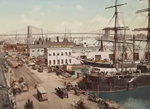 Port Prints: Wagons transport cargo to and from the ships and piers on Manhattan's South Street in 1901