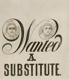 Armies Prints: WANTED A SUBSTITUTE is a 1863 sheet music cover