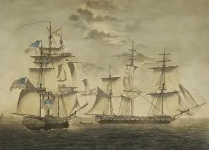 Cannons Prints: War of 1812. Battle between frigates, USS Chesapeake and HMS Shannon, June 1, 1813