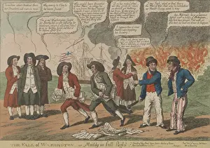 Fire Prints: War of 1812. British political cartoon about the burning of Washington