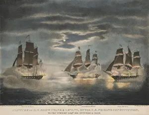 Smoke Prints: War of 1812. Capture of HMS Cyane and Levant, by the Frigate, USS Constitution