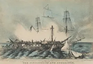 Smoke Prints: War 1812. USS Constitution's naval battle with HMS Guerriere ended with the British ship reduced to smoking hulk