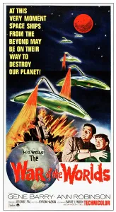 Spaceship Prints: THE WAR OF THE WORLDS, bottom from left: Gene Barry, Ann Robinson on 1965 poster art, 1953