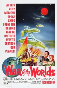 Spaceship Prints: THE WAR OF THE WORLDS, US poster, bottom from left: Gene Barry, Ann Robinson, 1953