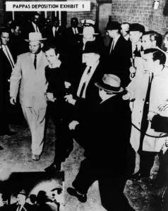 Dallas Prints: Warren Commission Exhibit. Jack Ruby moving toward Oswald in front of newsman Ike Pappas