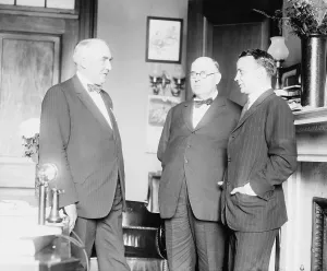 Thompson Prints: Warren G. Harding (1865-1923), with wealthy industrialist and Republican Party Treasurer