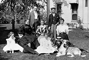 1910s Candid Prints: Warren G. Harding, 29th President of the United States (1921-1923) and wife (seated) joined by friends