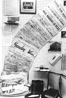 Newspaper Headlines Prints: Warren Harding biography milestones in the headlines of his Newspaper