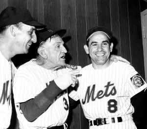 Joking Prints: Warren Spahn, Casey Stengel and Yogi Berra at Shea Stadium