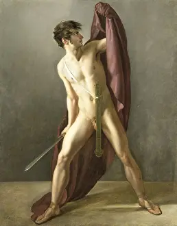 Neoclassicism Prints: Warrior with Drawn Sword, Joannes Echarius Carolus Alberti