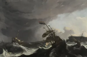 Rocks Prints: Warships in a Heavy Storm, by Ludolf Bakhuysen