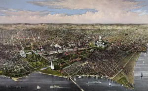 District Of Columbia Prints: Washington, D.C. Bird's-eye view of the District of Columbia. 1880