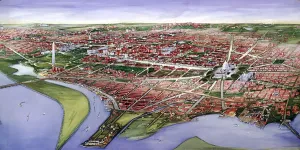 District Of Columbia Prints: Washington, D.C. Bird's-eye view of the District of Columbia. 1901