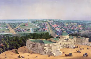 District Of Columbia Prints: Washington, D.C. Bird's-eye view showing the grounds of the Capitol