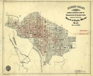 District Of Columbia Prints: Washington, D.C. Map showing the District of Columbia. 1873