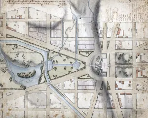 District Of Columbia Prints: Washington, D.C. Map showing the grounds of the Capitol
