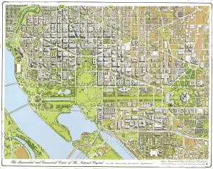 District Of Columbia Prints: Washington, D.C. Three-dimensional view of the District of Columbia. 1996