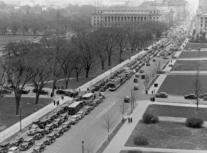 Automobiles Prints: Washington D.C. traffic jam at 14th St. and the Mall, April 1937 (BSLOC_2016_10_119)
