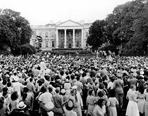 Crowd Prints: WASHINGTON D.C. Washington Bureau photograph of crowd after the surrender of Japan