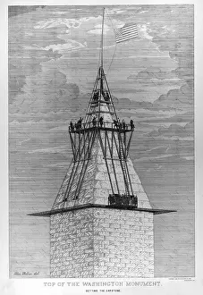 Memorial Prints: Washington Monument. Setting the capstone of the Washington Monument, 1885