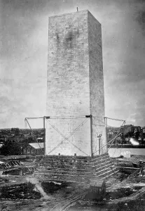 Constructing Prints: Washington Monument. The Washington Monument under construction, ca 1860s