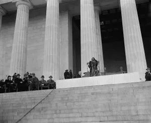 Harold Prints: Washington's prominent figures(left) listen to Marian Anderson's 1939 concert at the Lincoln Memorial