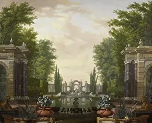 Pool Prints: Water Terrace with Statues and Fountains in a Park