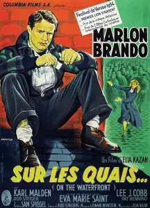 French Poster Prints: ON THE WATERFRONT, (aka SUR LES QUAIS), Marlon Brando on French poster art, 1954