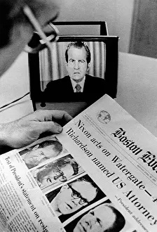 Resignation Prints: The Watergate Scandal takes over the front page and the TV screen