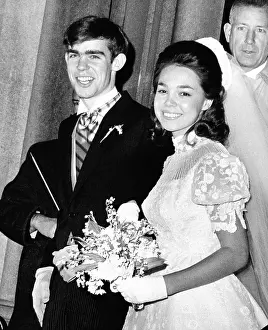 Wedding of Julie Nixon to David Eisenhower. Newlyweds leaving Marble Collegiate Church on Dec. 22, 1968