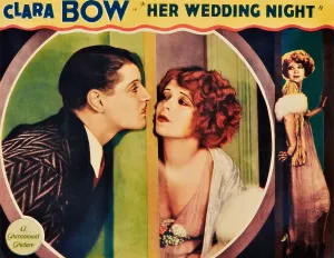 Red Hair Prints: HER WEDDING NIGHT, l-r: Ralph Forbes, Clara Bow on lobbycard, 1930