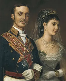 Alfonso Xii 1857 1885 Prints: Wedding portrait of Alfonso XII and Mara de las Mercedes in 1878