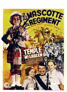 WEE WILLIE WINKIE, (aka LA MASCOTTE DU REGIMENT), top left: Shirley Temple, bottom right from left: Shirley Temple, Victor McLaglen, Douglas Scott on Belgian poster art, 1937