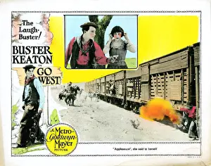 Myers Prints: GO WEST, lobbycard, Buster Keaton (far left)