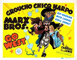 Chico Prints: GO WEST, US poster, Chico Marx, Groucho Marx, Harpo Marx [The Marx Brothers], 1940