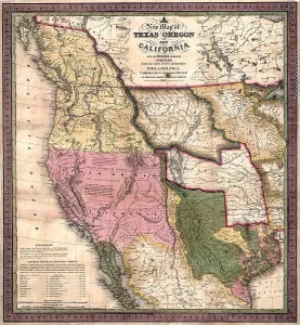Iowa Prints: Western North America on the eve of the Mexican-American War (1846-48) which resulted in US annexation of over 500
