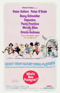 Sellers Prints: WHAT'S NEW PUSSYCAT?, US poster art, far left: Peter Sellers, 1965