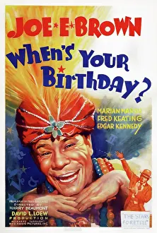Laughing Prints: WHEN'S YOUR BIRTHDAY?, US poster art, Joe E Brown, 1937