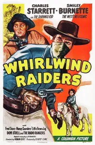 Burnette Prints: WHIRLWIND RAIDERS, US poster art, from left: Smiley Burnette, Charles Starrett, 1948