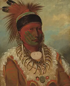 The White Cloud, Head Chief of the Ioways, by George Catlin, 1844-45, American painting, oil on canvas