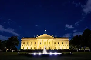 North Portico Prints: The White House North Portico is lit orange to celebrate Halloween
