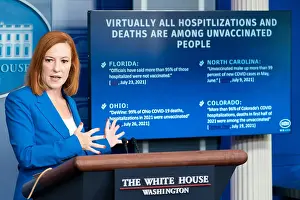 Sign Prints: White House Press Secretary Jen Psaki speaks on the impact of vaccination and US Covid-19 hospitalizations