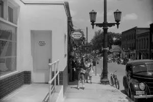 Street Scenes Prints: White Ladies Only sign on a public restroom on in Durham, North Carolina. May 1940