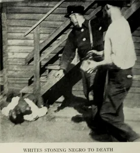 Disorder Prints: Two white men stoning an African American man to death during 1919 Chicago Race Riot