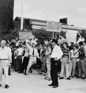 Public Schools Prints: White teen-agers at Baltimore's City Hall in protest against school integration